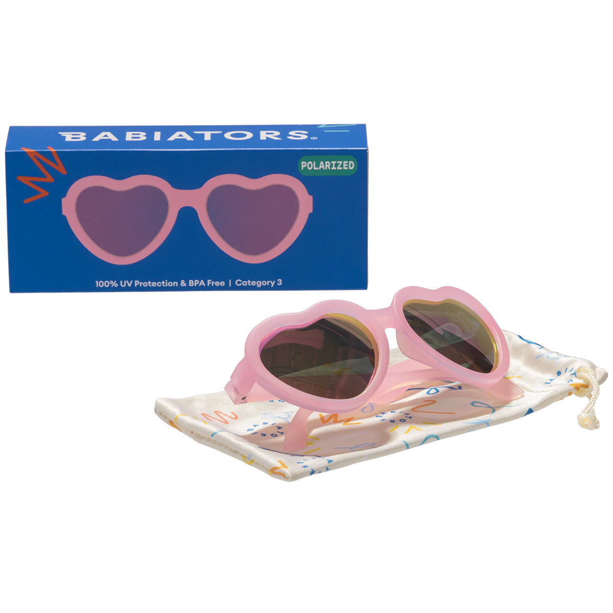 Frosted Pink Heart | Purple Polarized Mirrored Lenses
